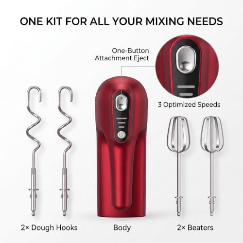 Burgundy cordless mixer with dough hooks — photo 4